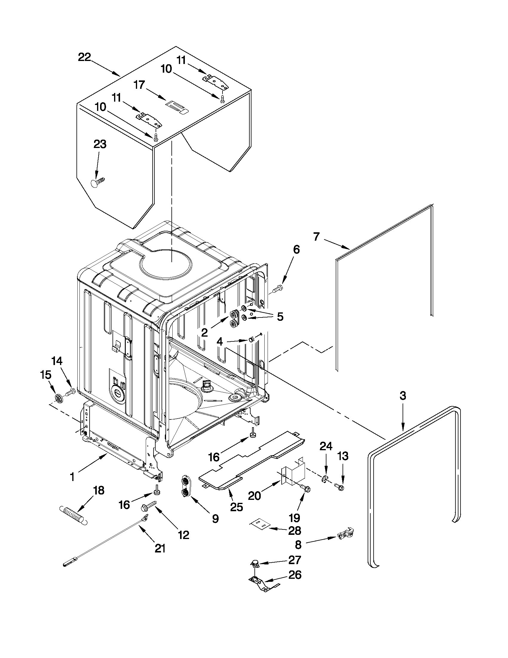 Tub and frame parts