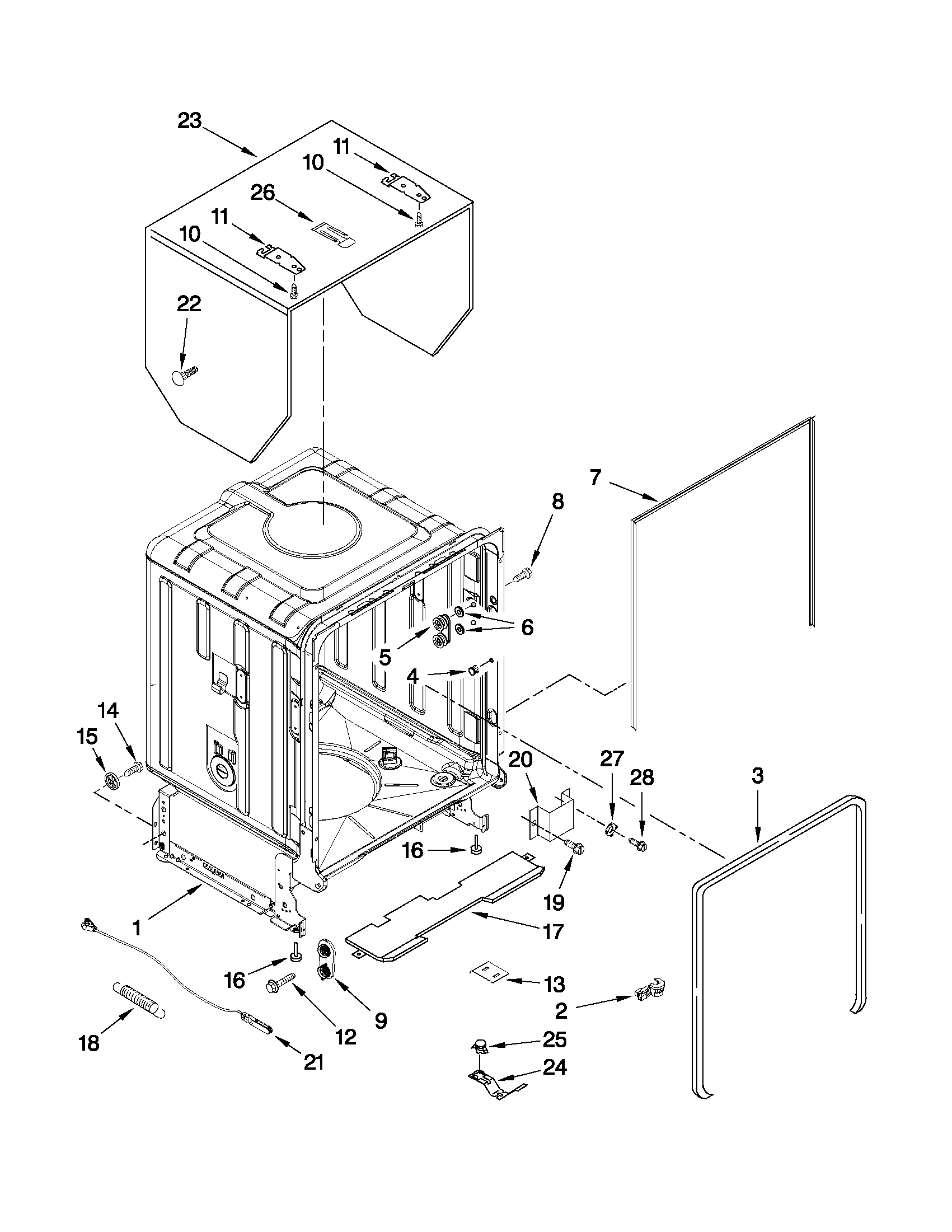 TUB AND FRAME PARTS