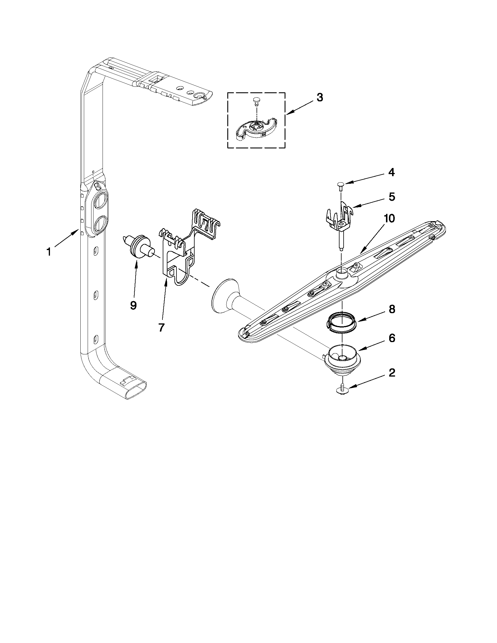 Upper wash and rinse parts