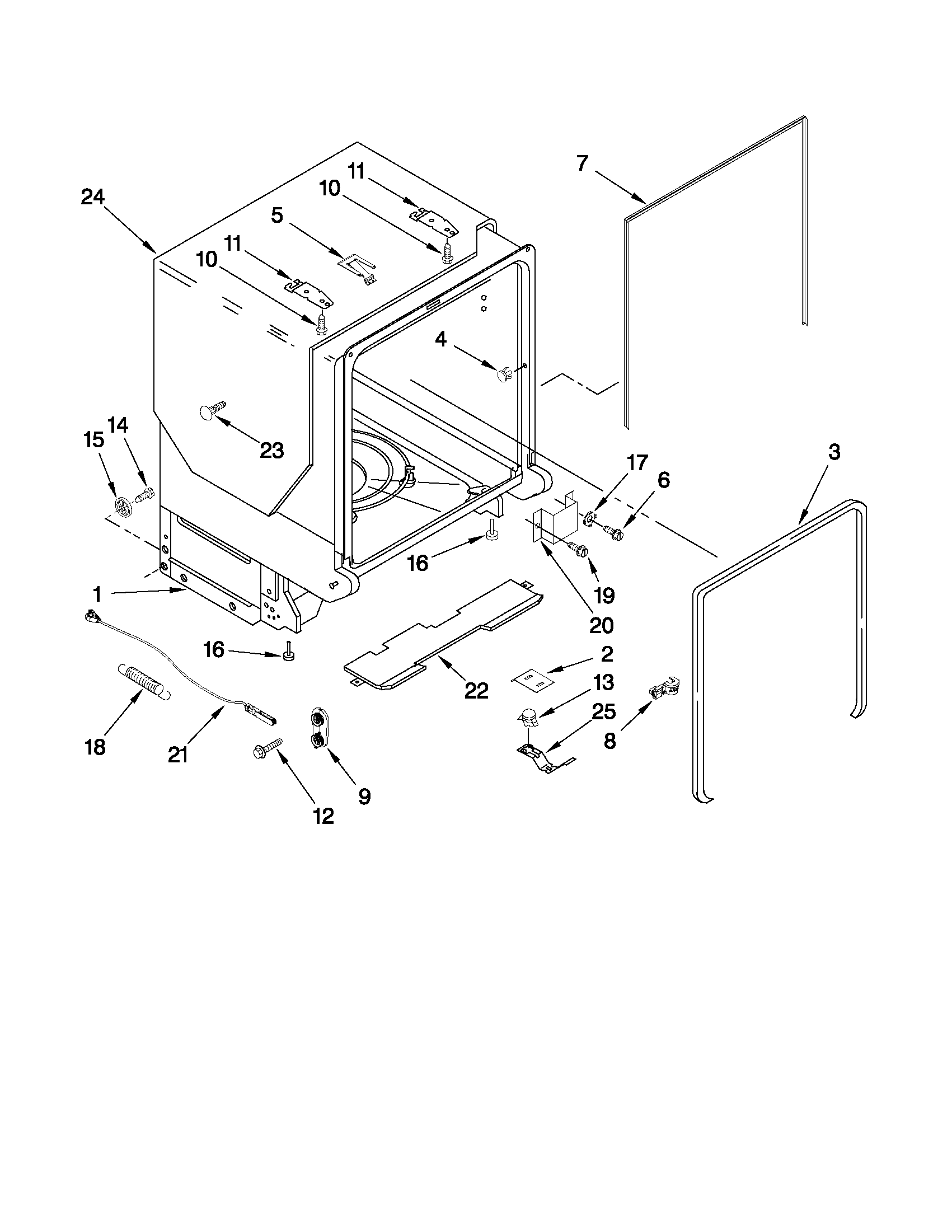 TUB AND FRAME PARTS