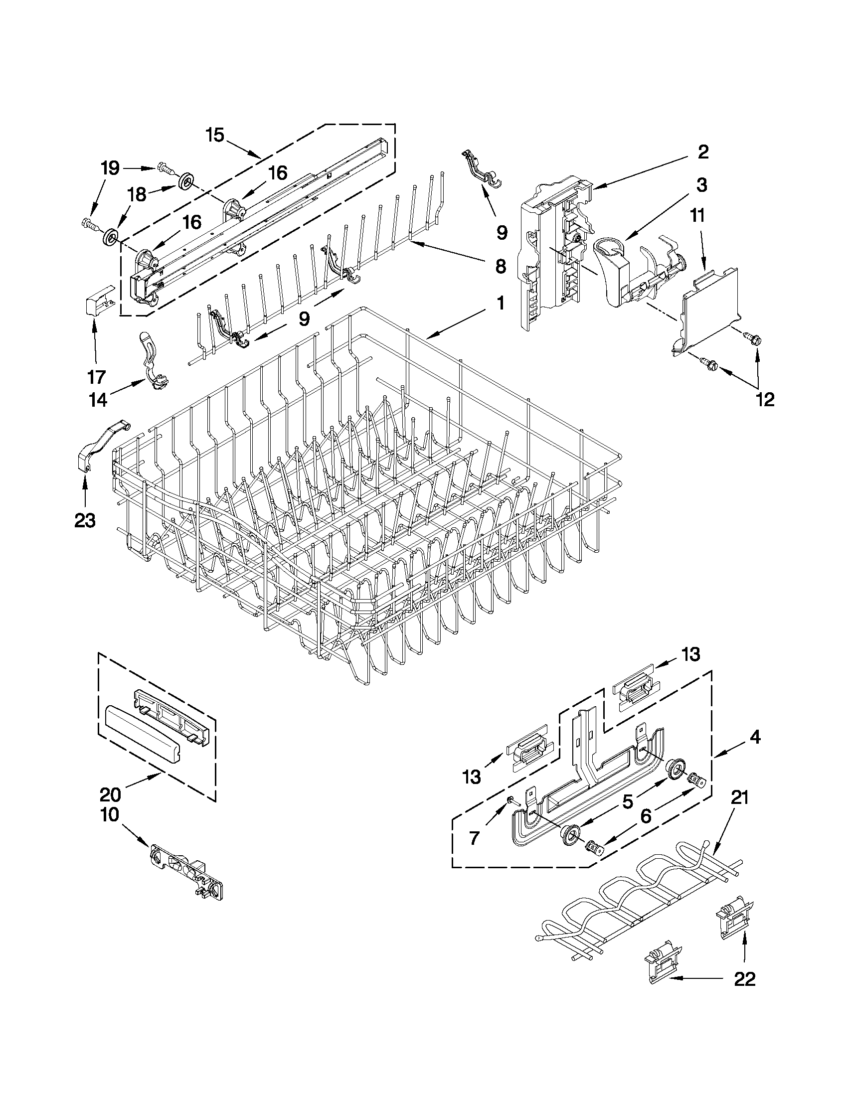 UPPER RACK AND TRACK PARTS