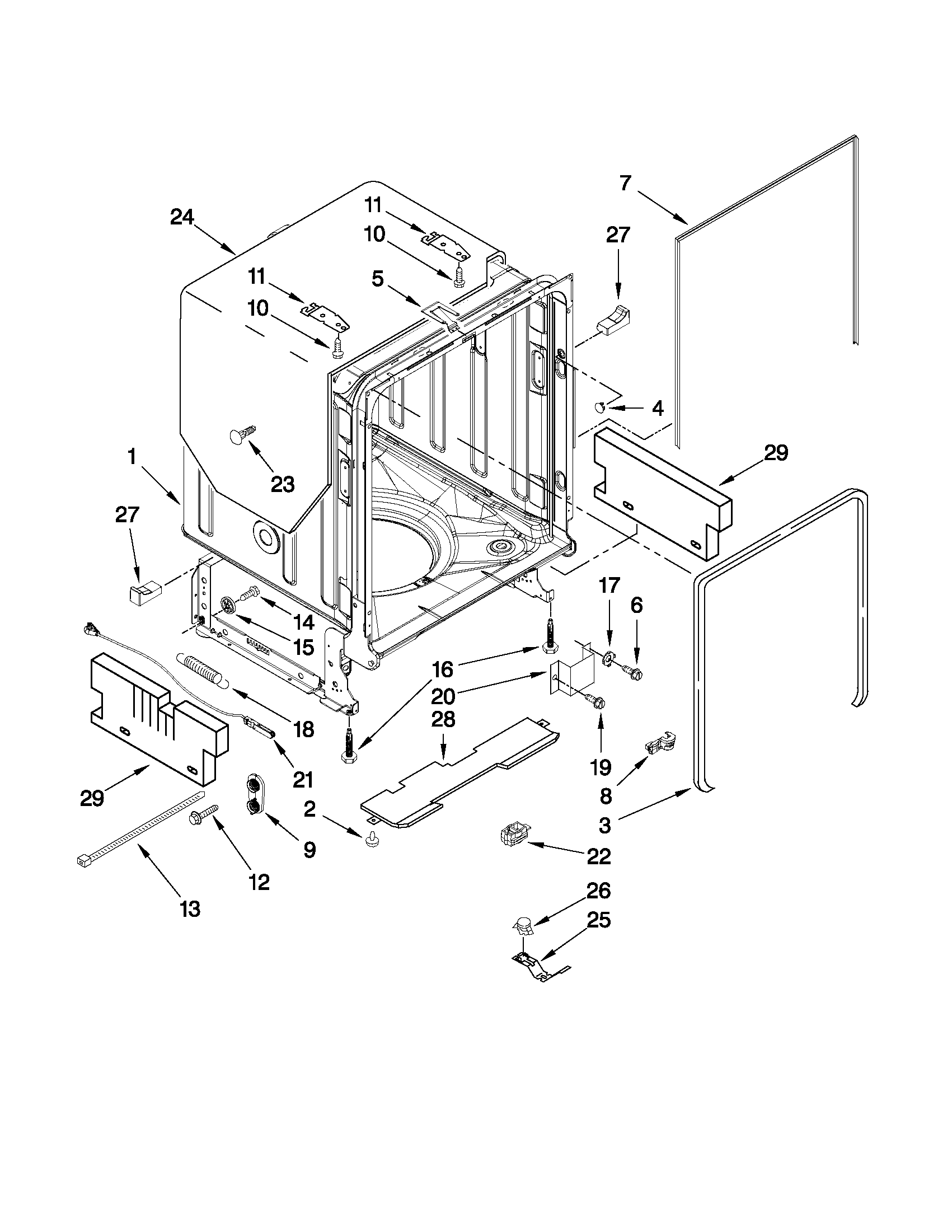 TUB AND FRAME PARTS