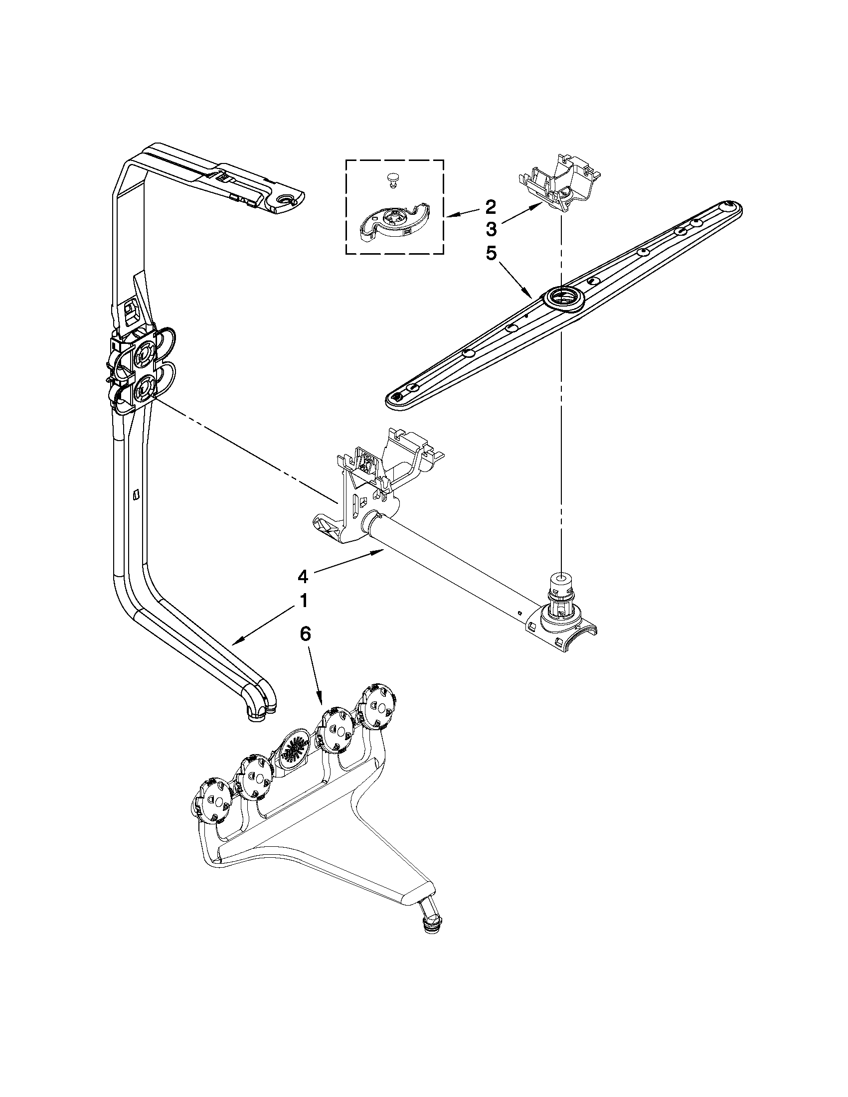 Upper wash and rinse parts