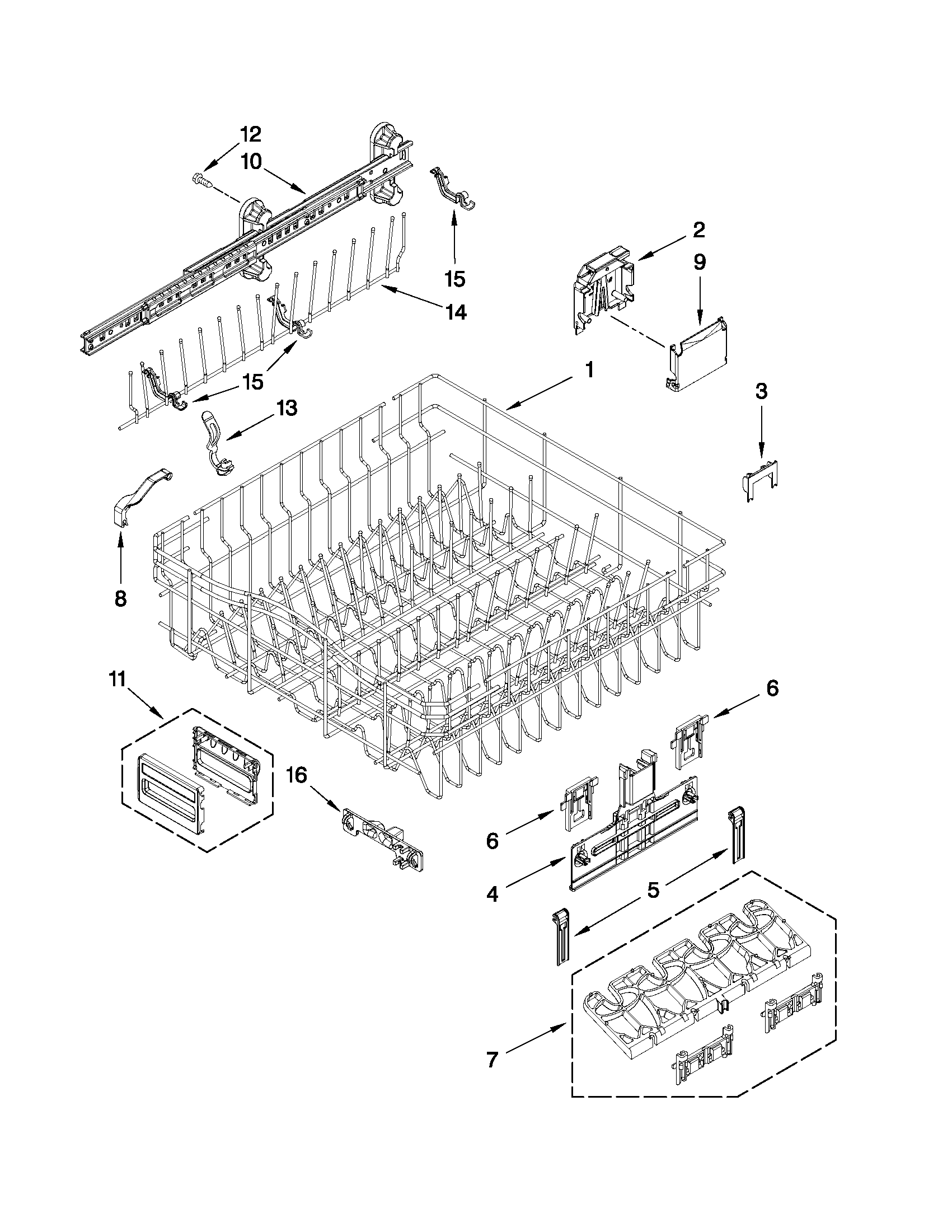 UPPER RACK AND TRACK PARTS