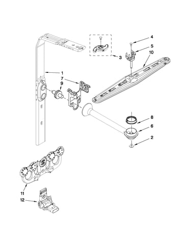 Upper wash and rinse parts