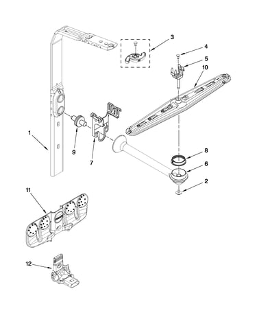 Upper wash and rinse parts