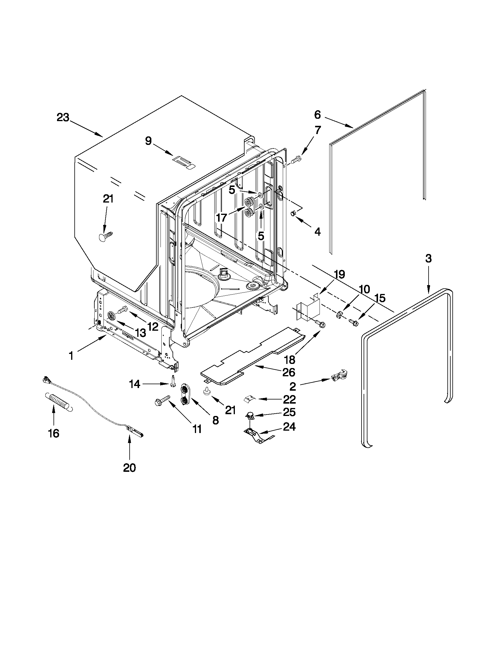 TUB AND FRAME PARTS