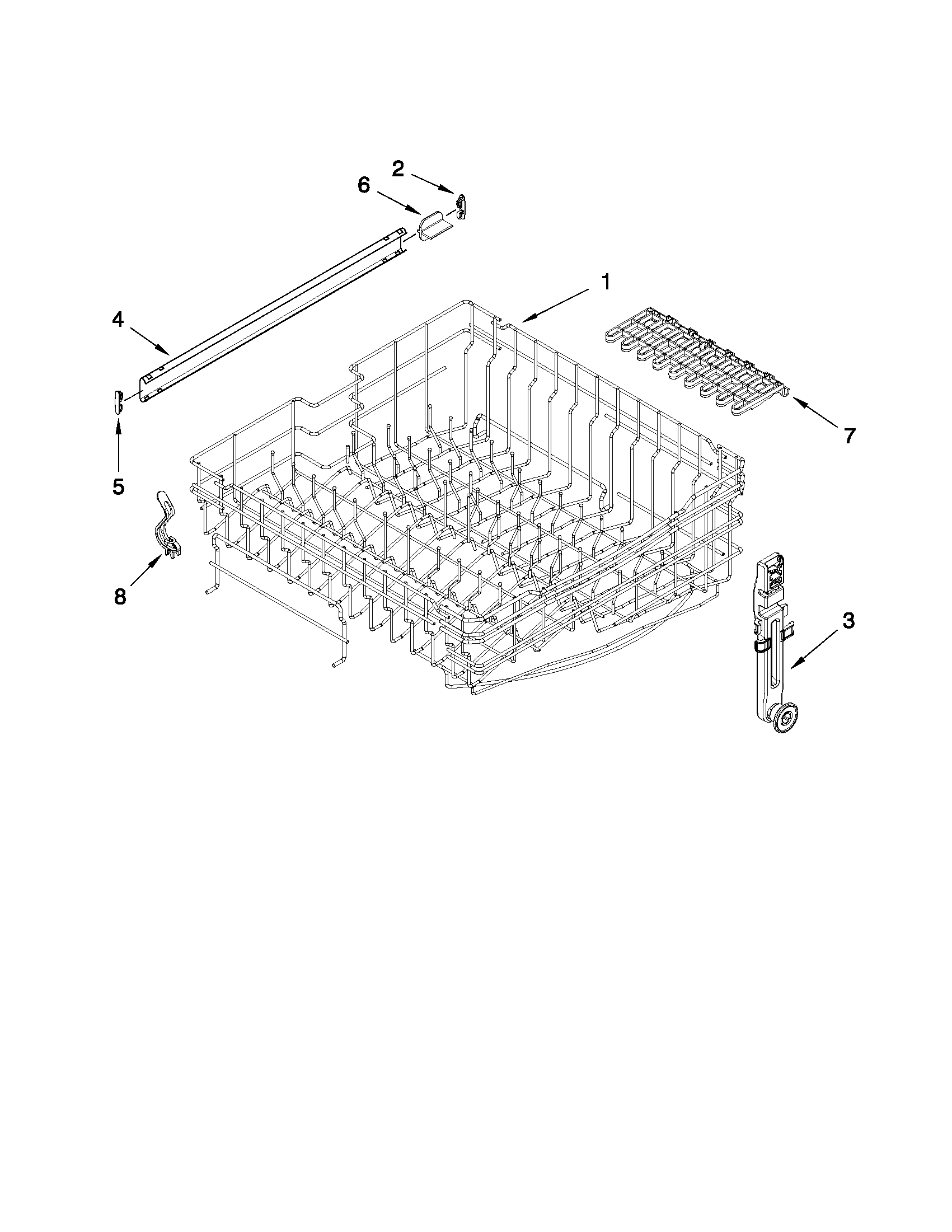 Upper rack and track parts