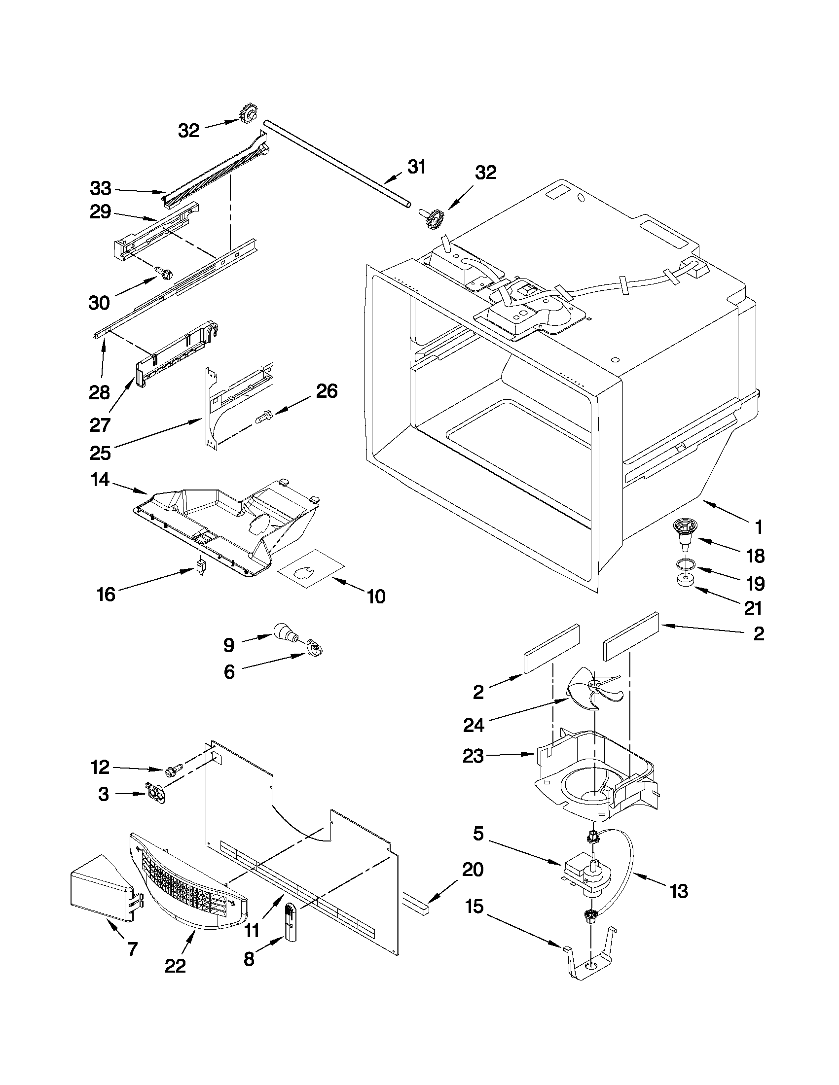 Freezer liner parts