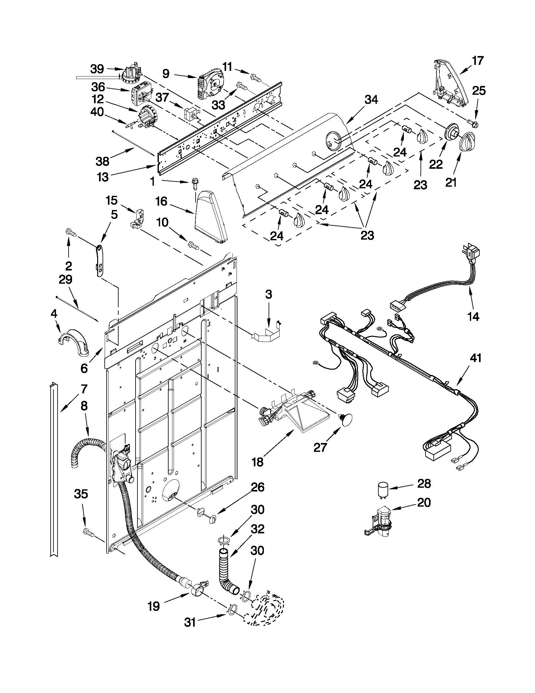 Controls and rear panel parts