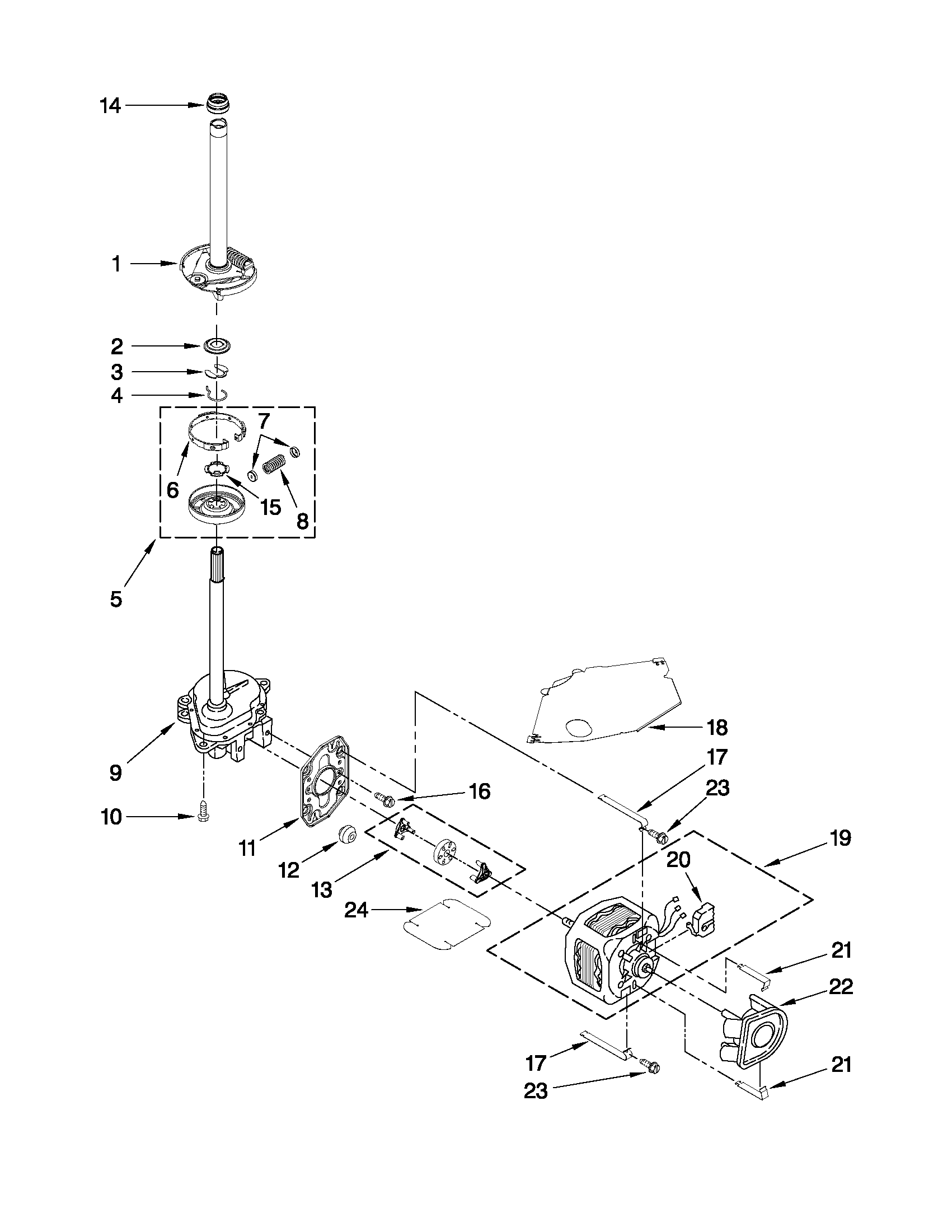 Brake, clutch, gearcase, motor and pump parts