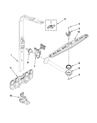 Upper wash and rinse parts