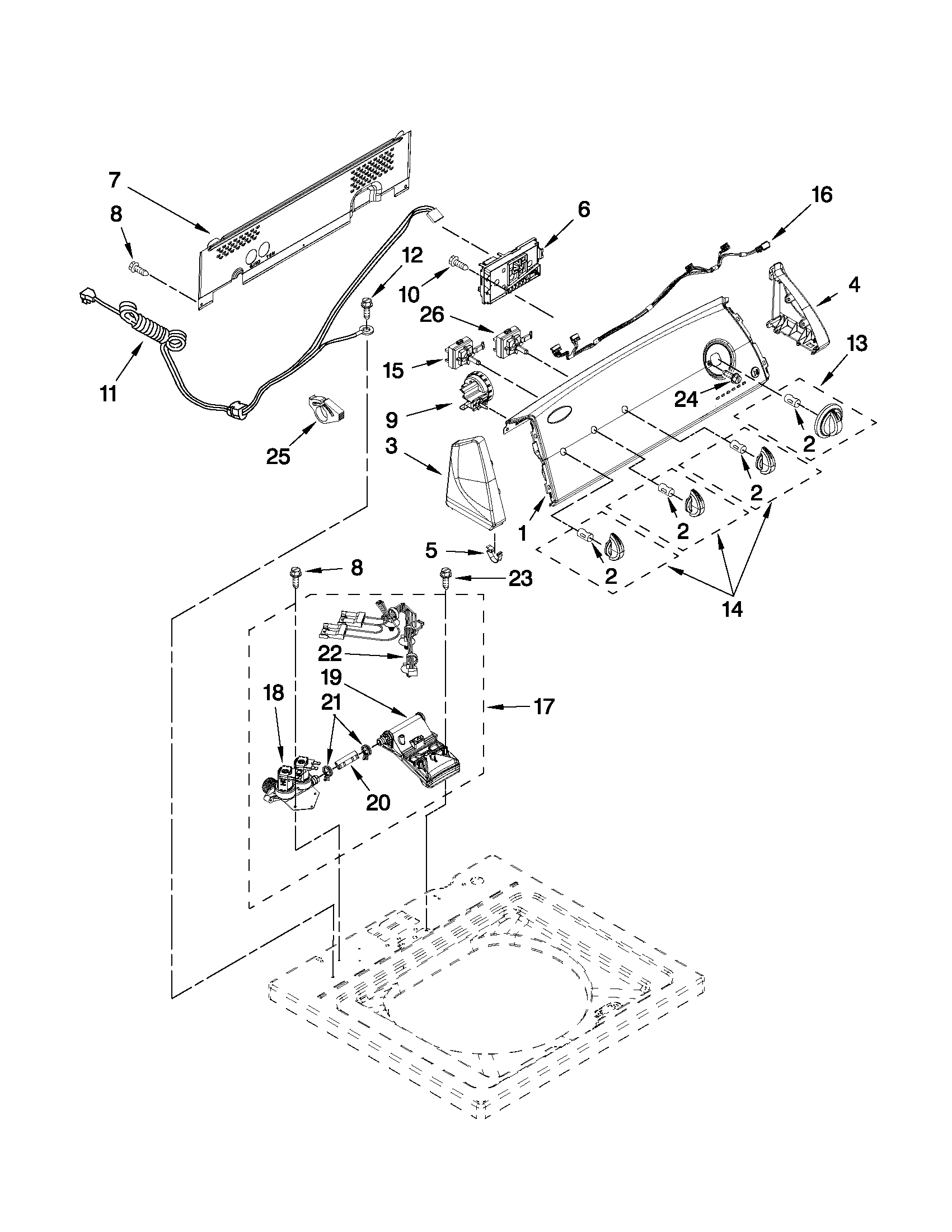 Controls and water inlet parts