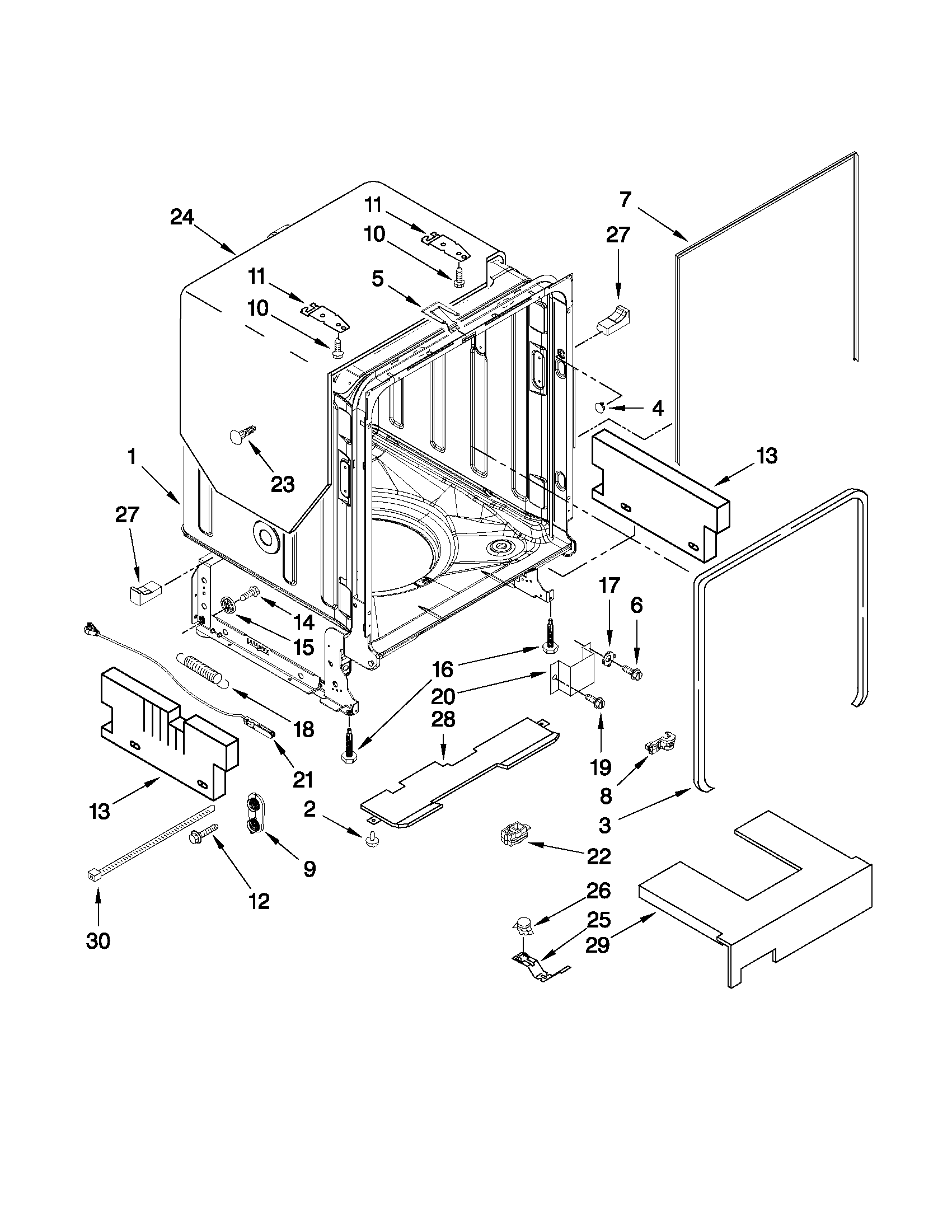 TUB AND FRAME PARTS