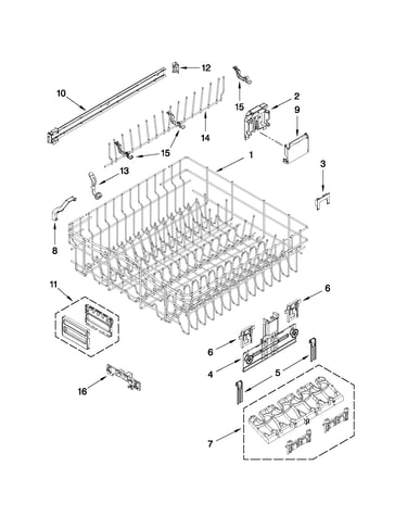 Upper rack and track parts