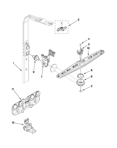 Upper wash and rinse parts