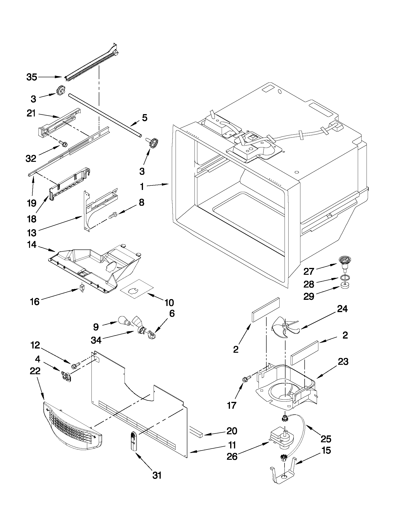 Freezer liner parts