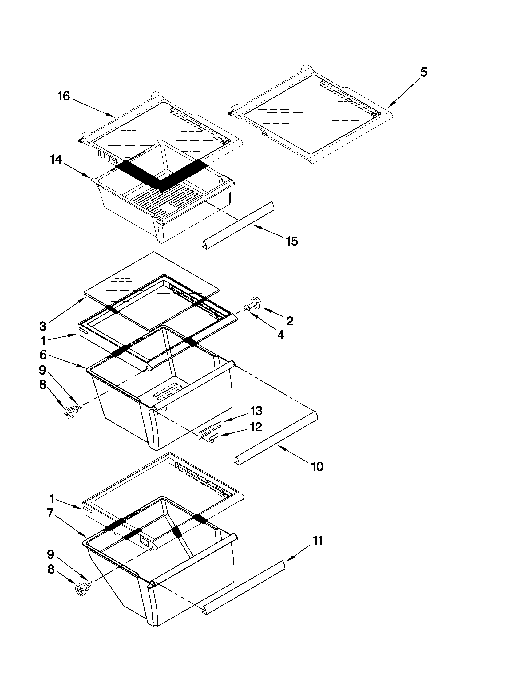 Refrigerator shelf parts