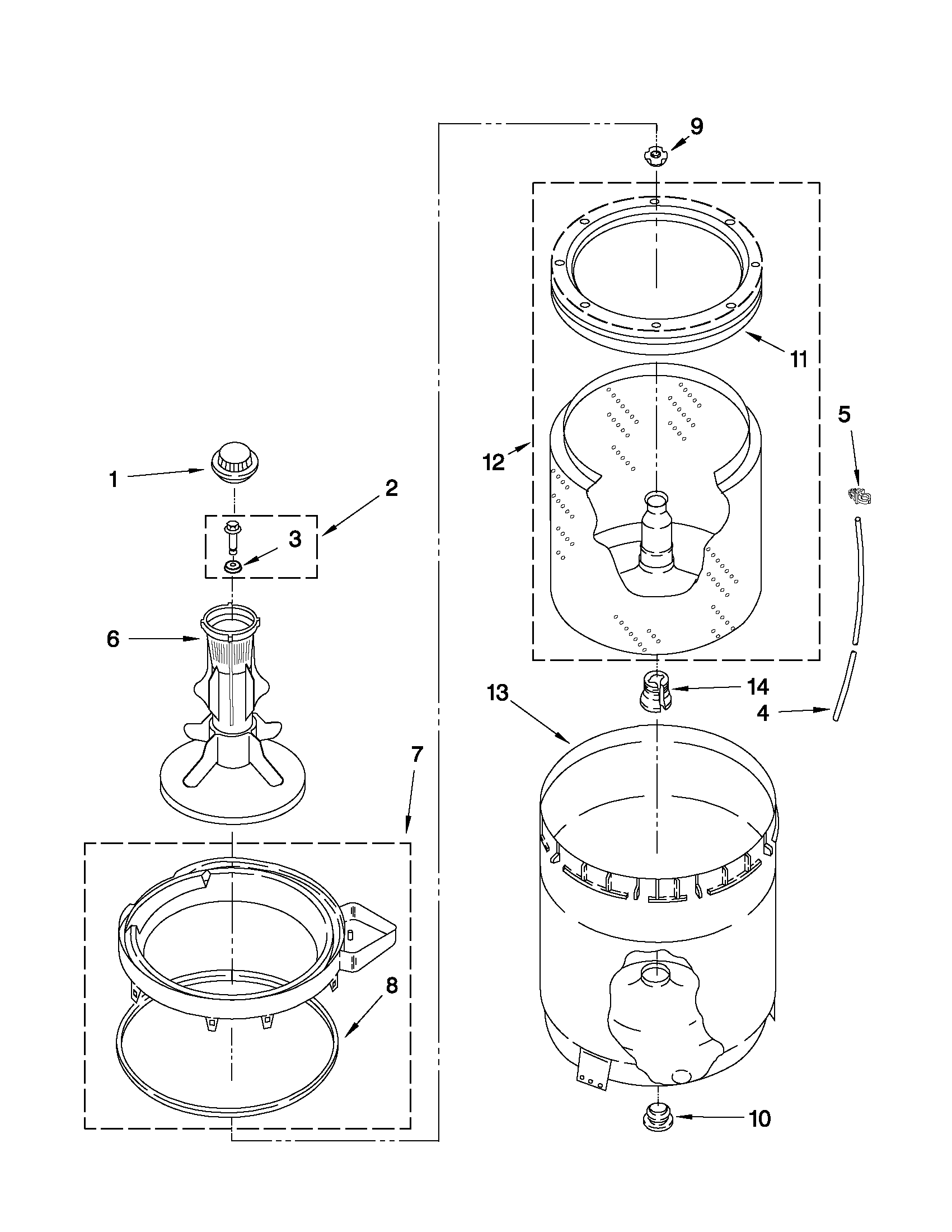 AGITATOR, BASKET AND TUB PARTS