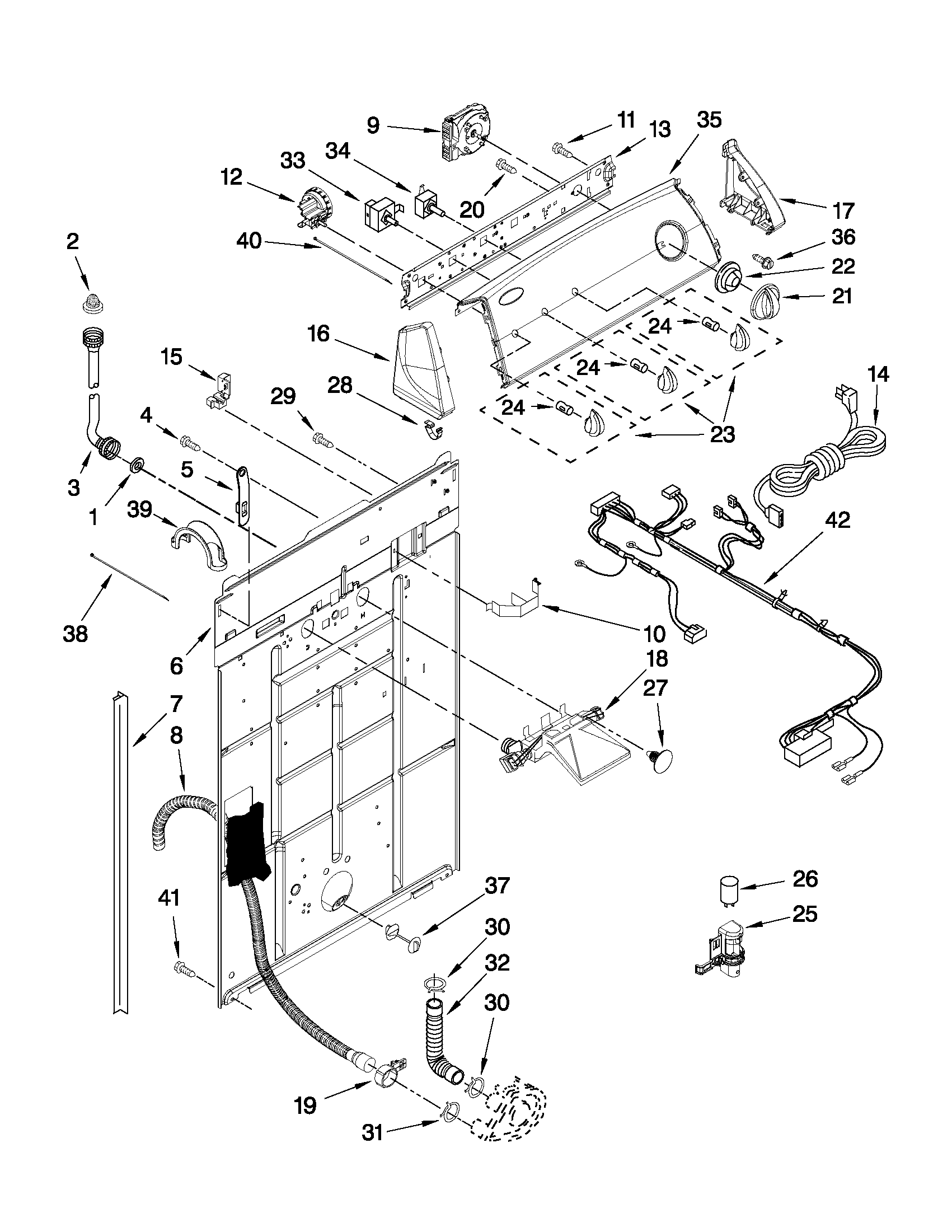 Controls and rear panel parts