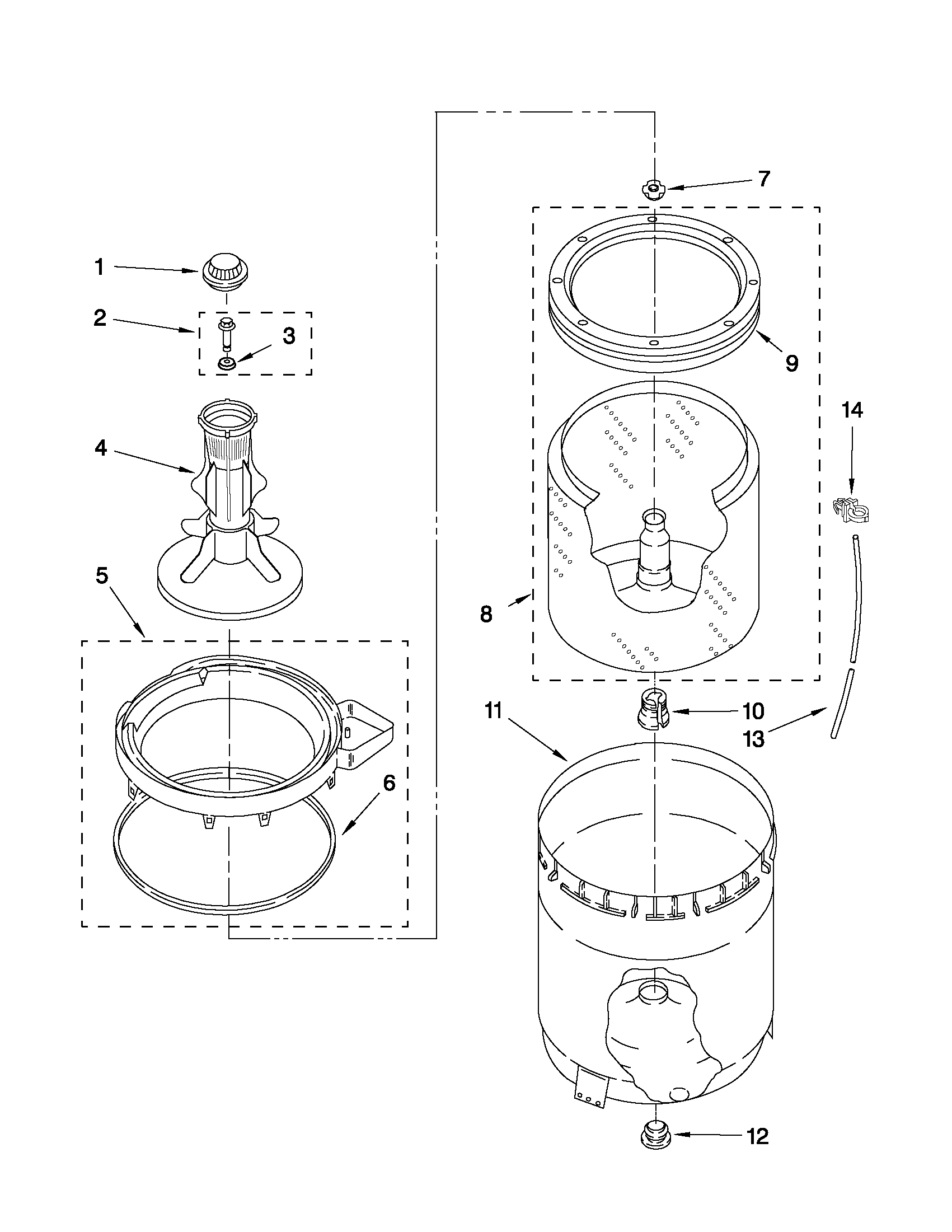 Agitator, basket and tub parts