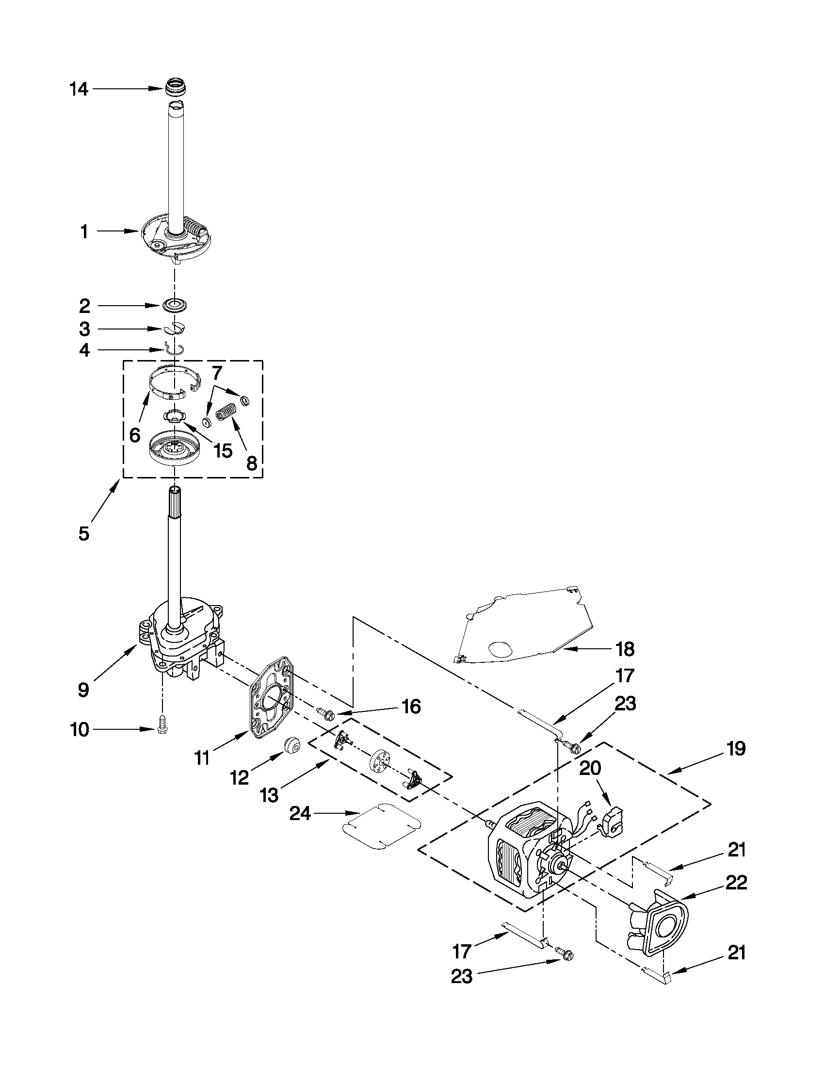 Brake, clutch, gearcase, motor and pump parts