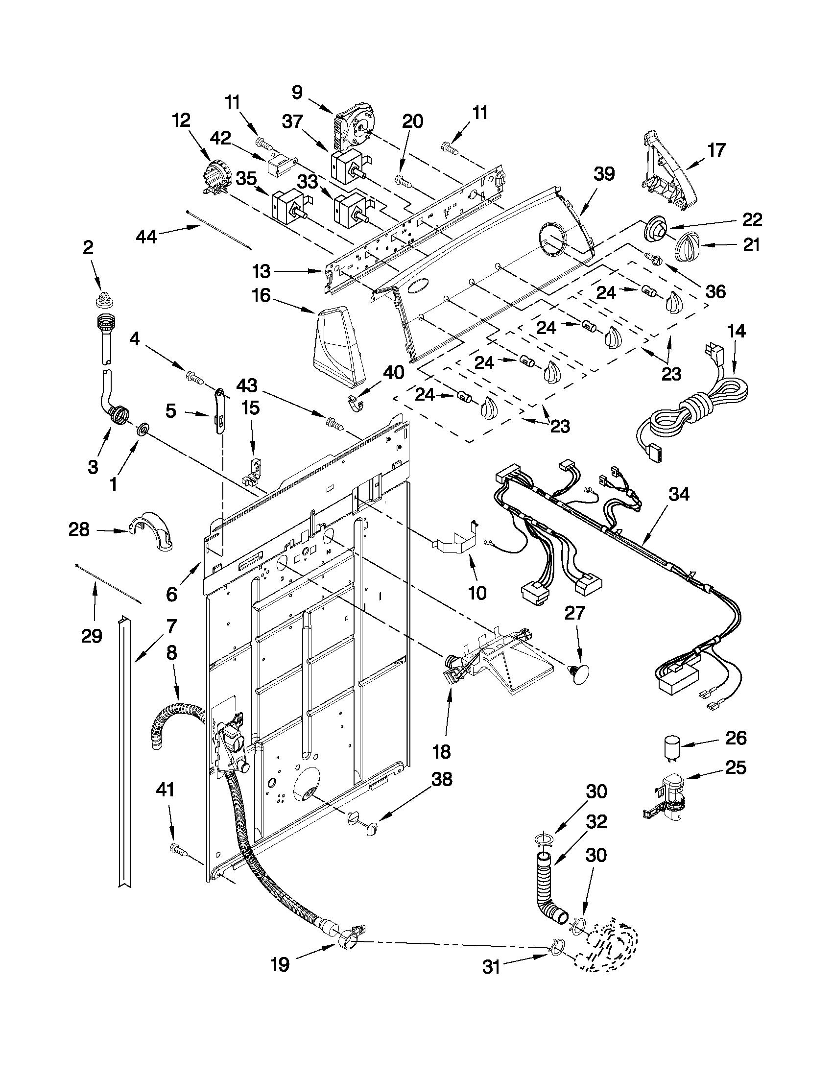 Controls and rear panel parts