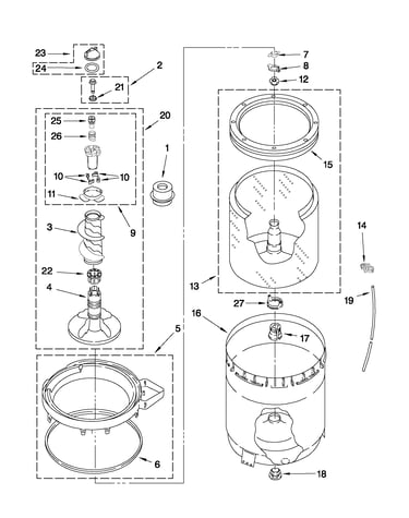 Agitator, basket and tub parts