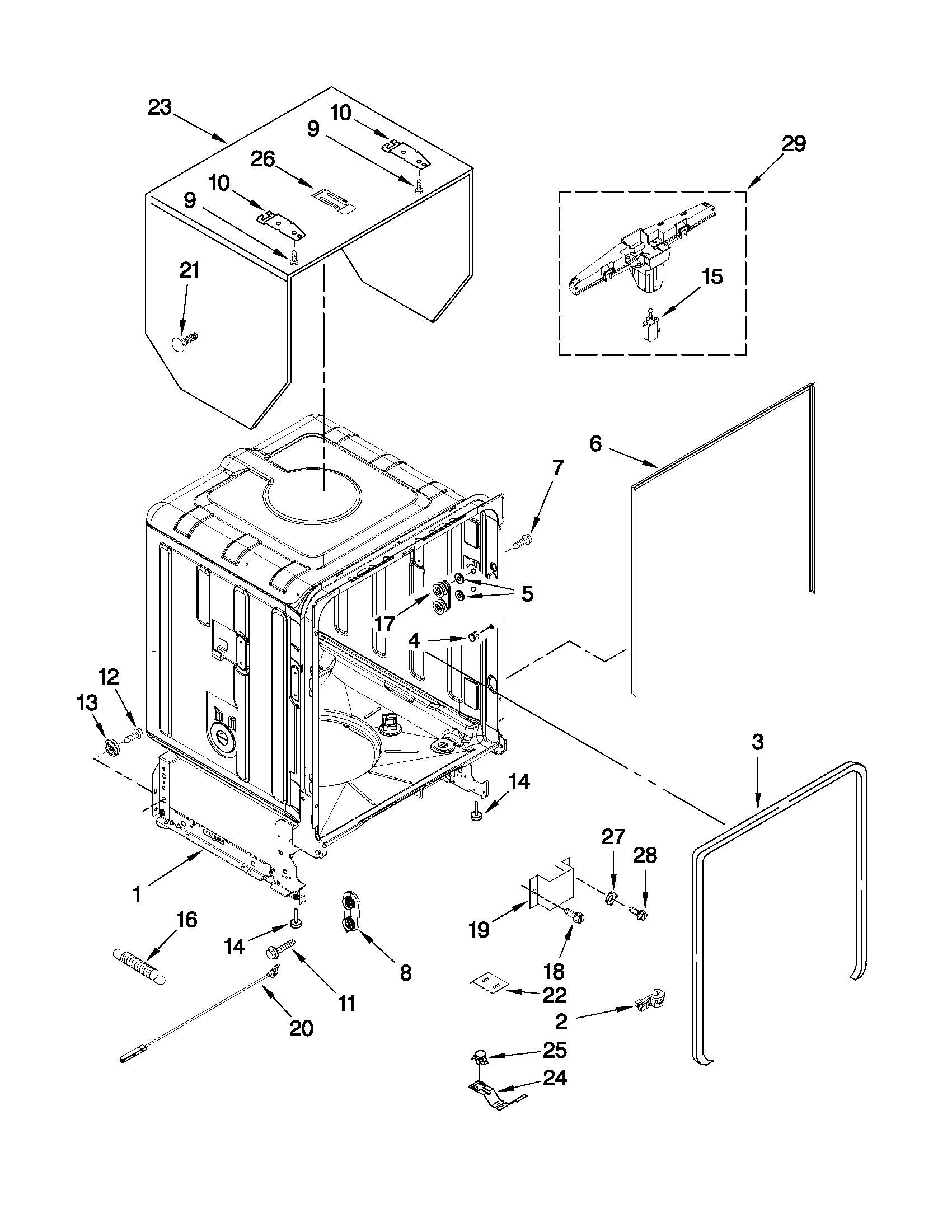 Tub and frame parts