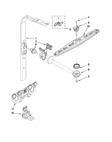 Upper wash and rinse parts
