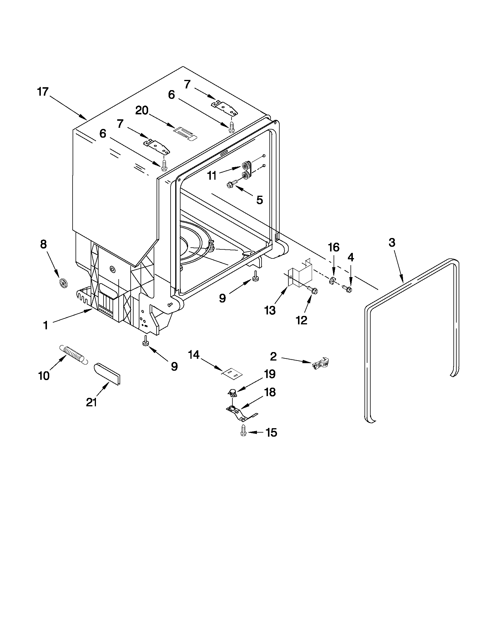 TUB AND FRAME PARTS