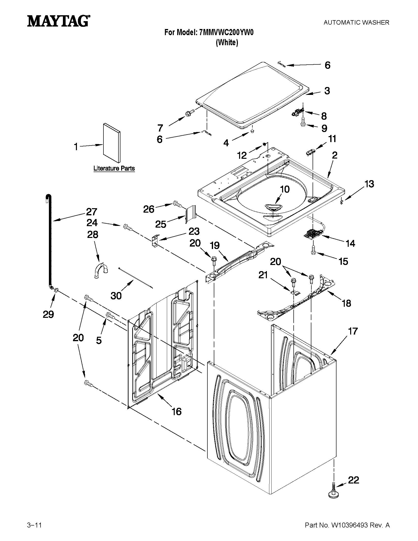 Top and cabinet parts