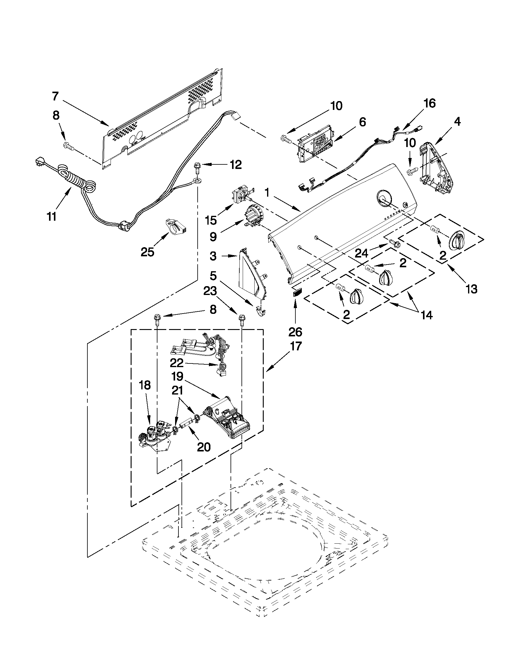 Controls and water inlet parts