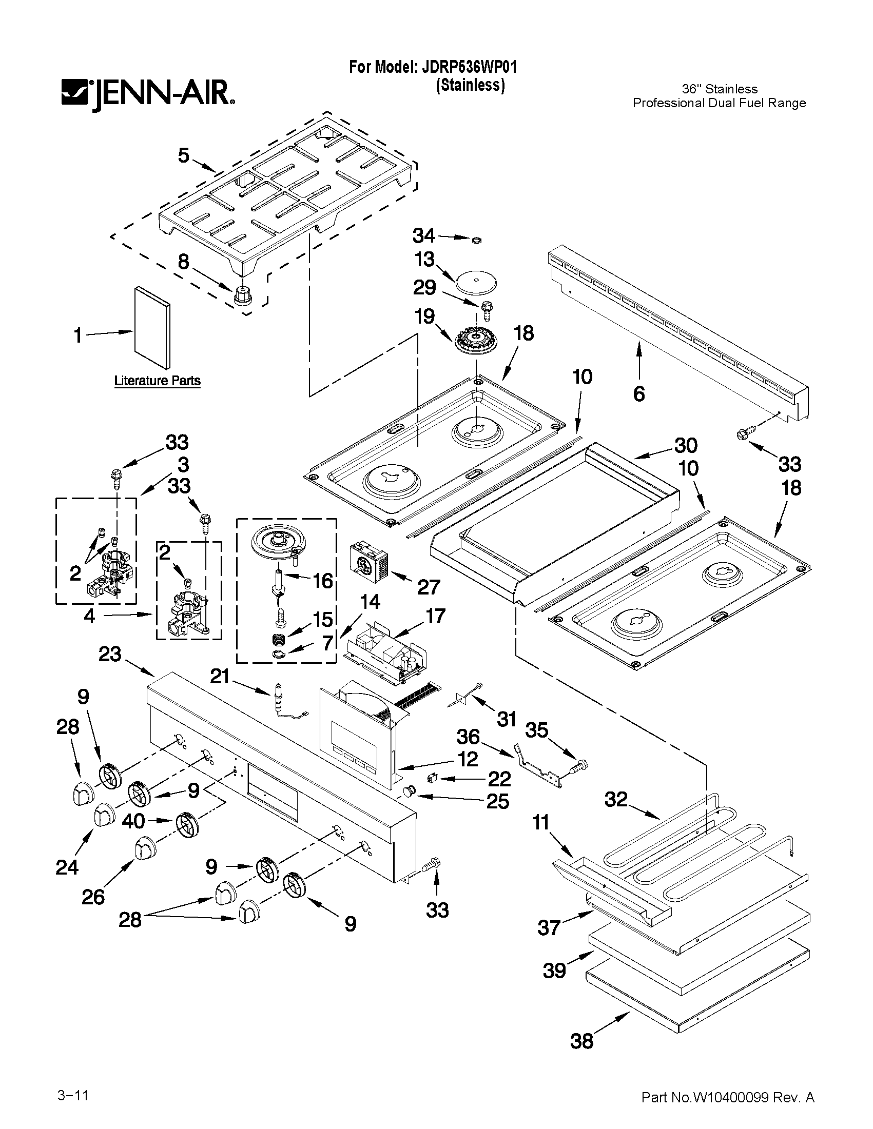 Cooktop, burner and grate parts