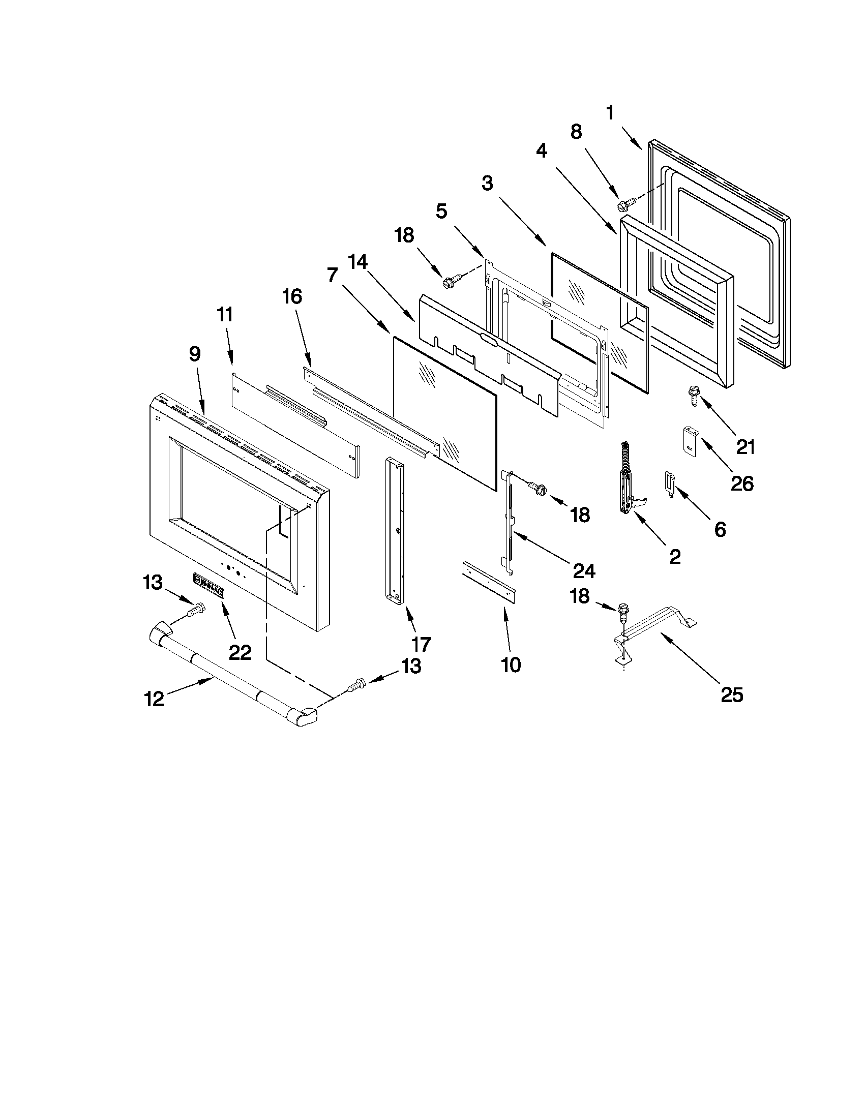 Oven door parts