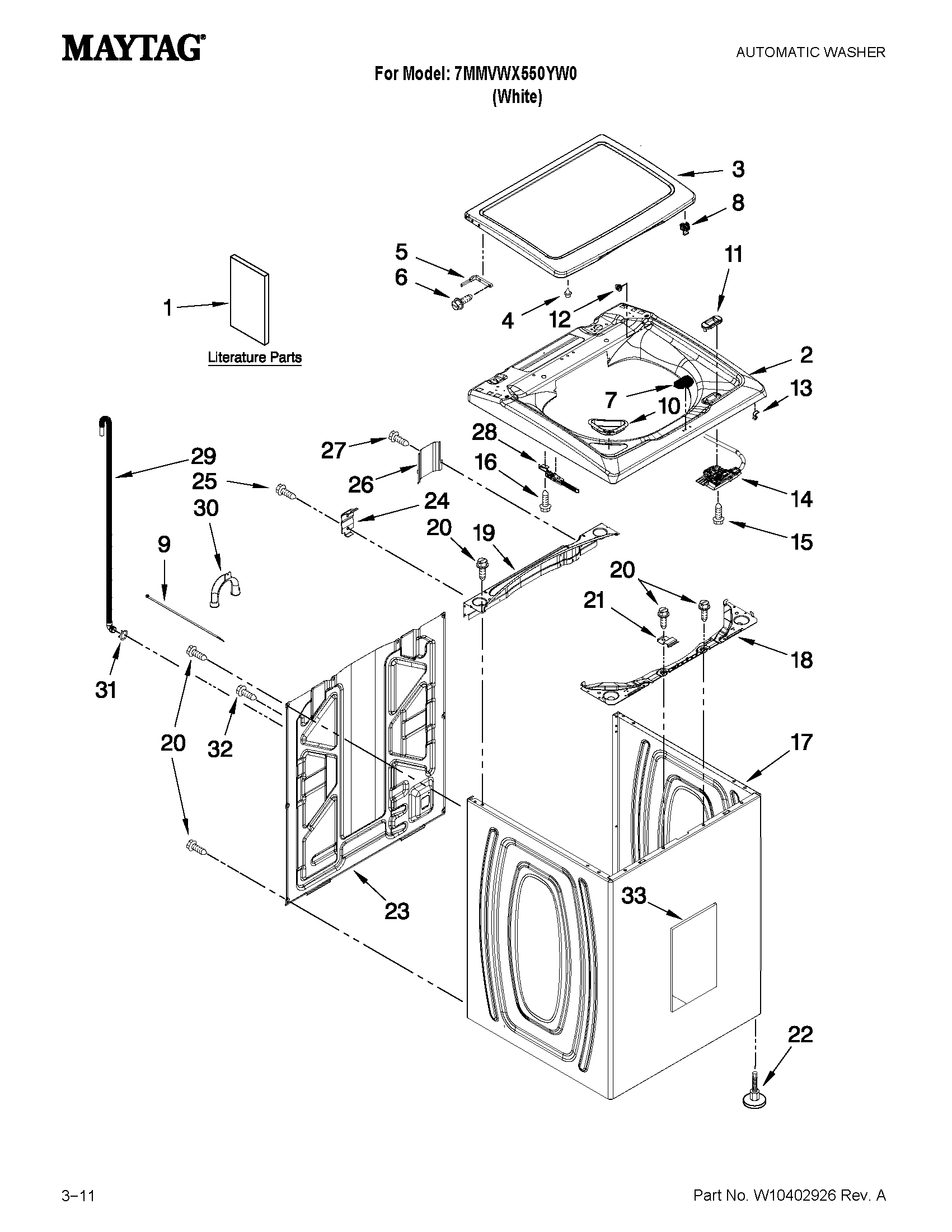 Top and cabinet parts