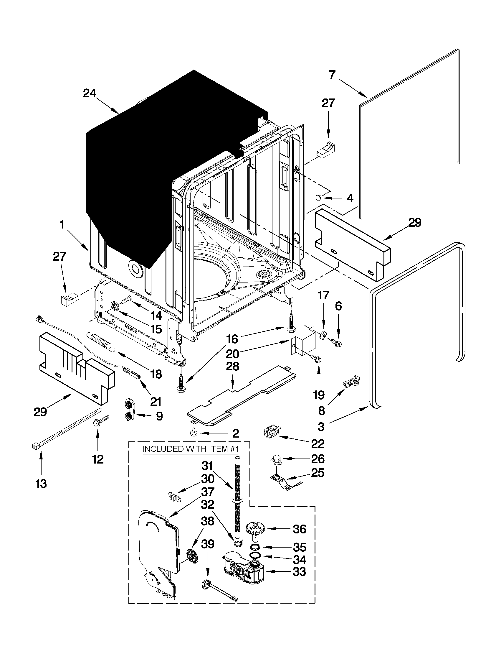 Tub and frame parts