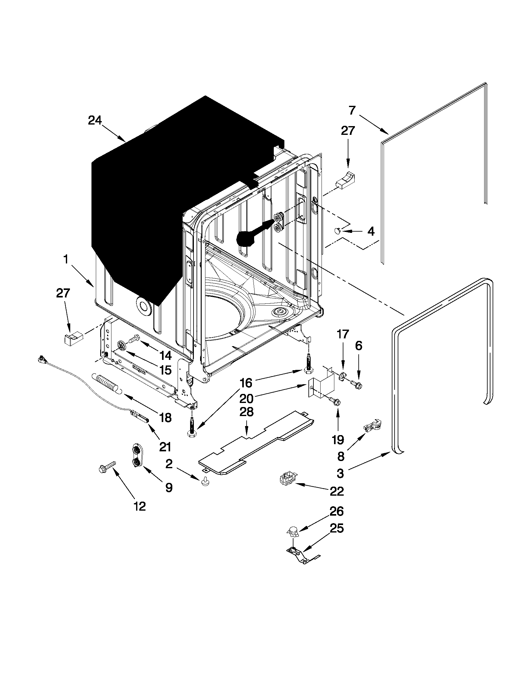 TUB AND FRAME PARTS