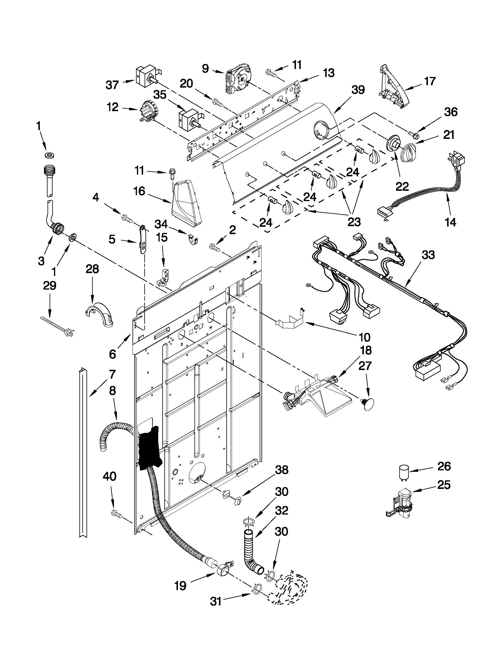 Controls and rear panel parts