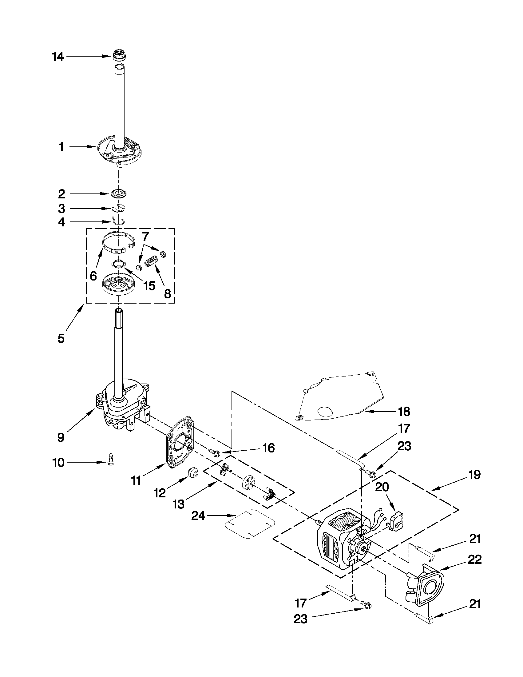 Brake, clutch, gearcase, motor and pump parts