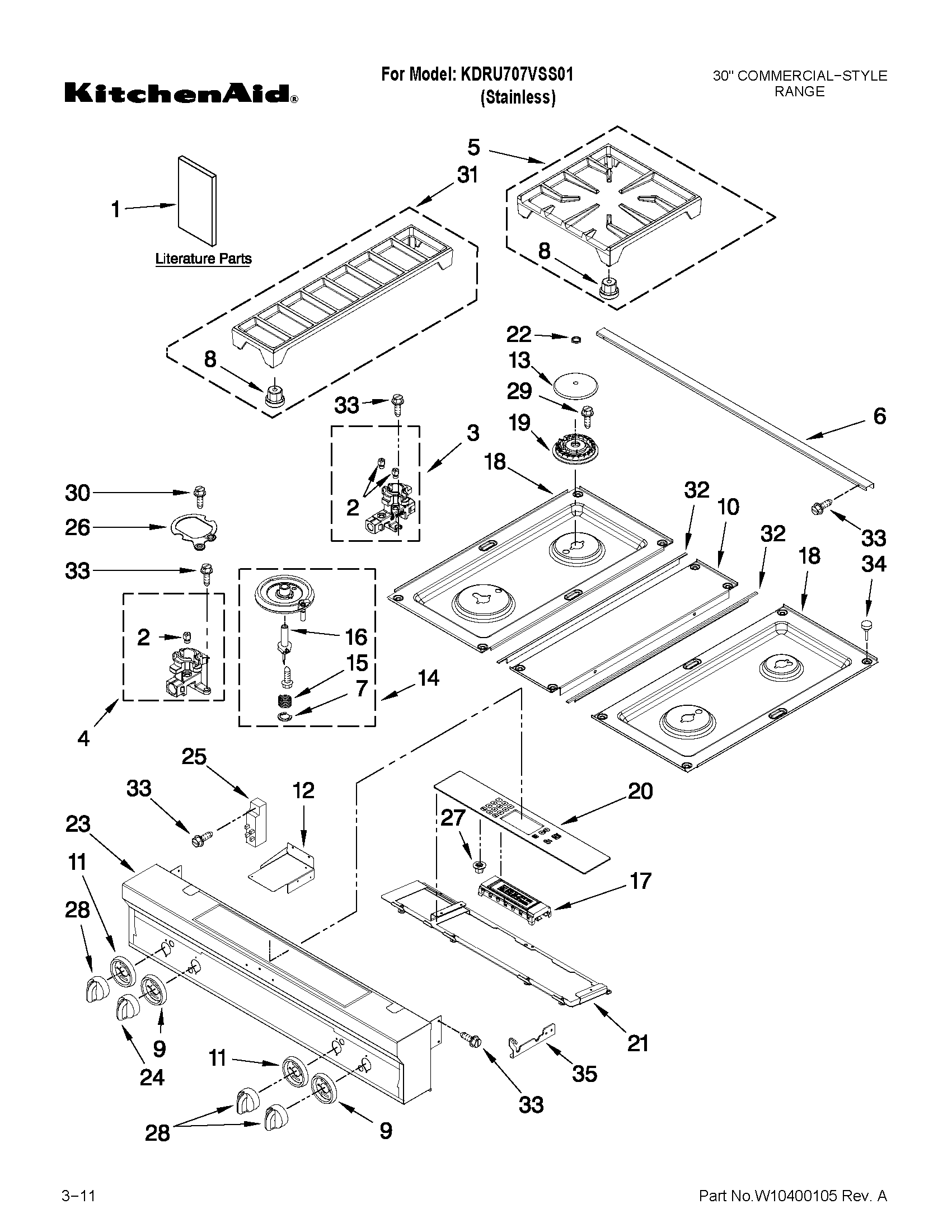 COOKTOP, BURNER AND GRATE PARTS