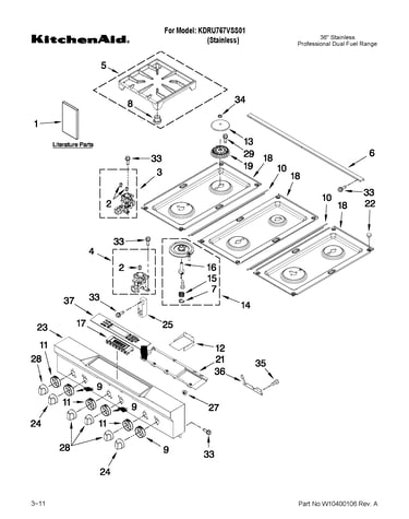 Cooktop, burner and grate parts
