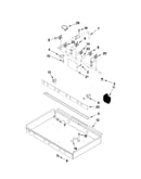 Burner box, gas valves, and switches
