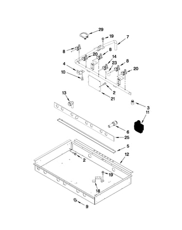Burner box, gas valves, and switches