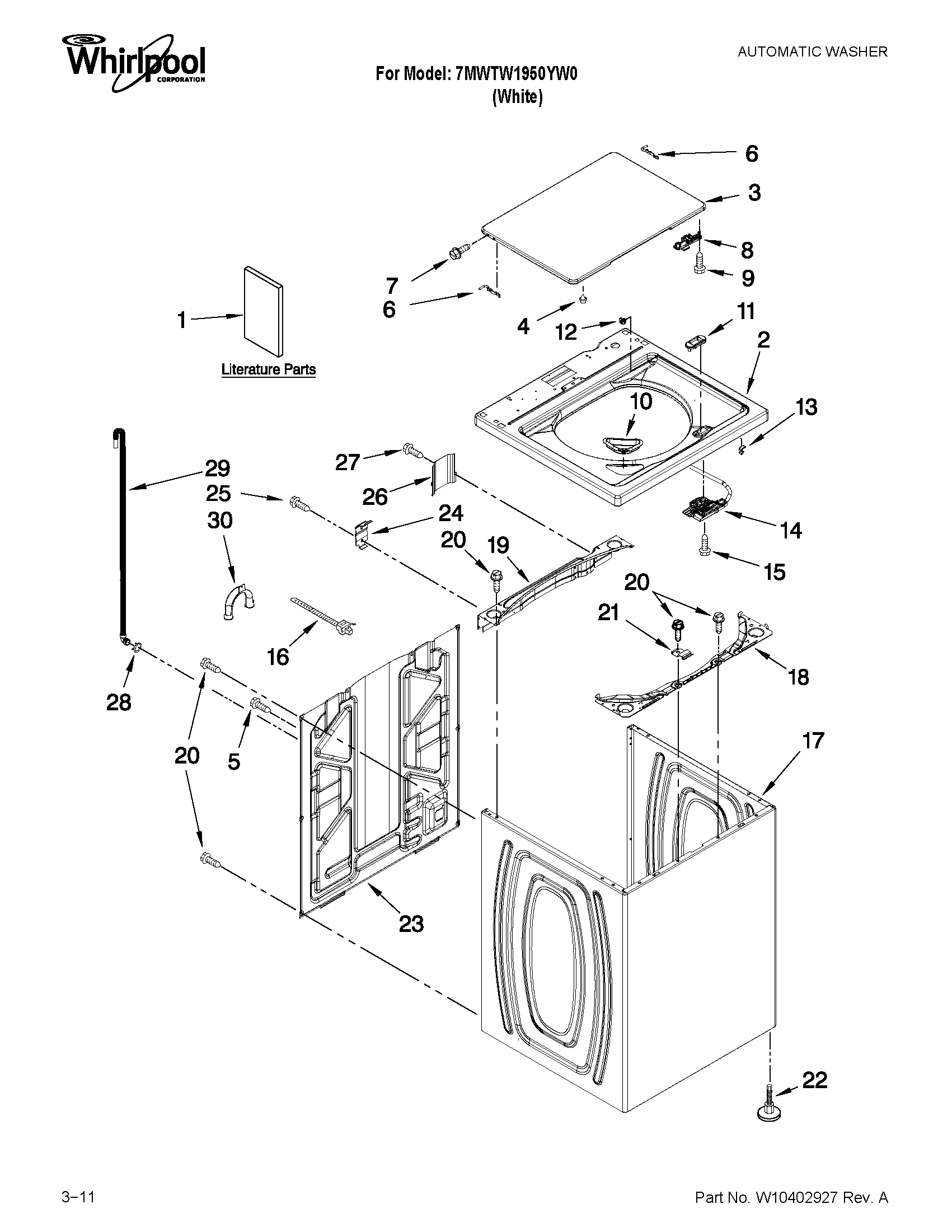 Top and cabinet parts