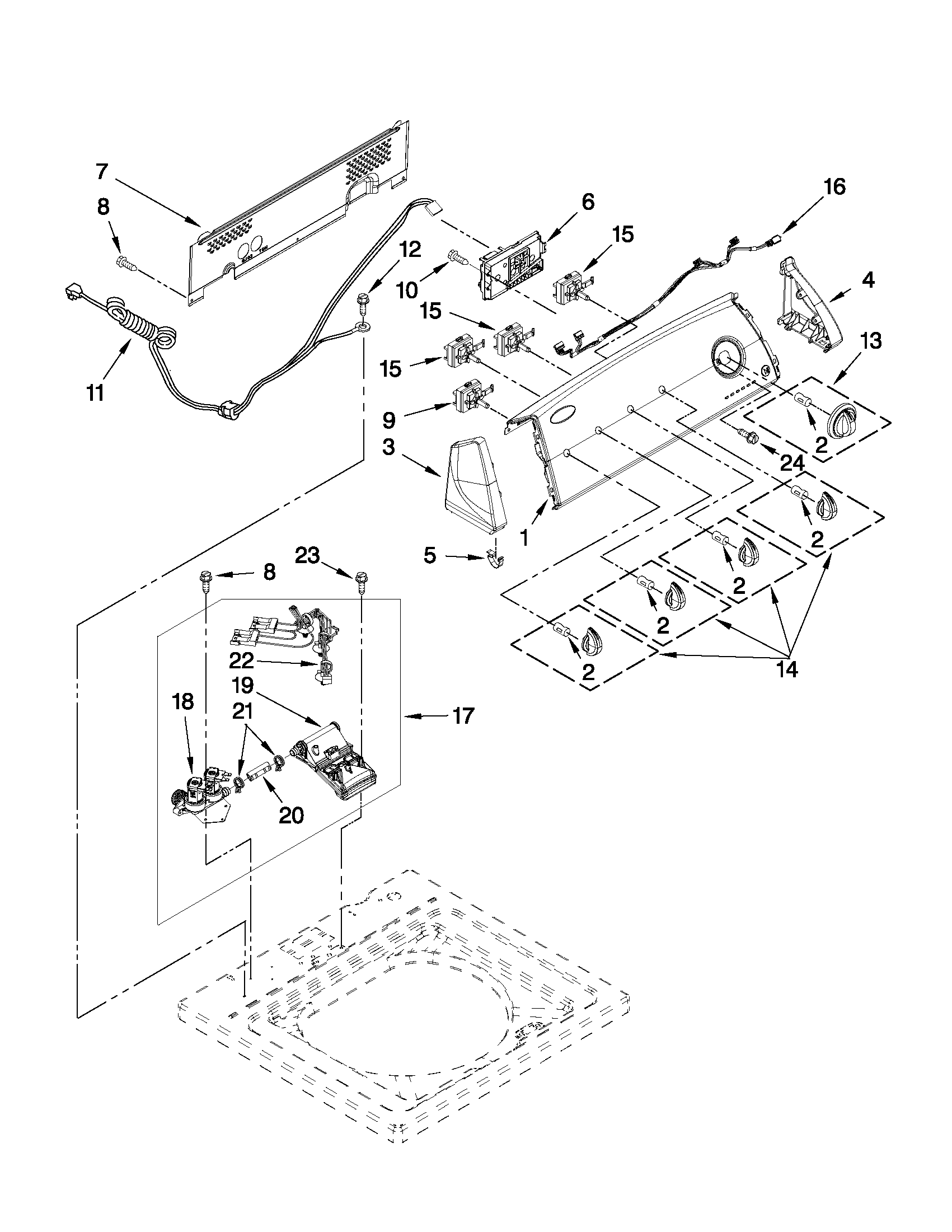 CONSOLE AND WATER INLET PARTS