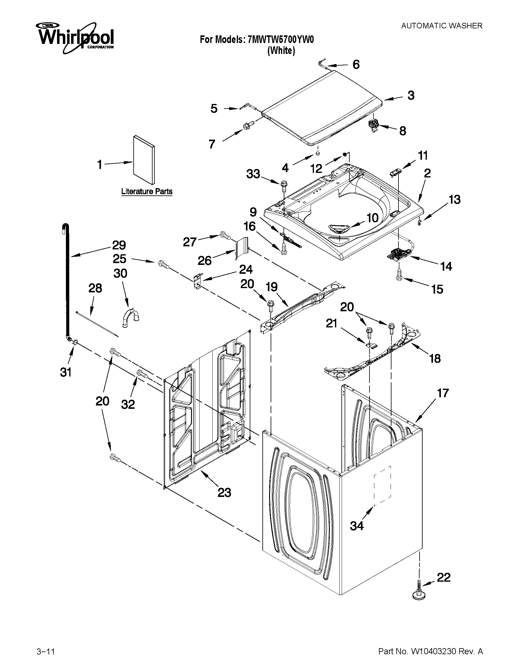 TOP AND CABINET PARTS