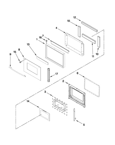 Upper oven door parts