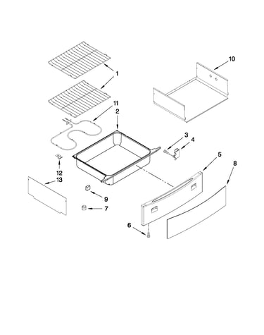 Drawer and rack parts