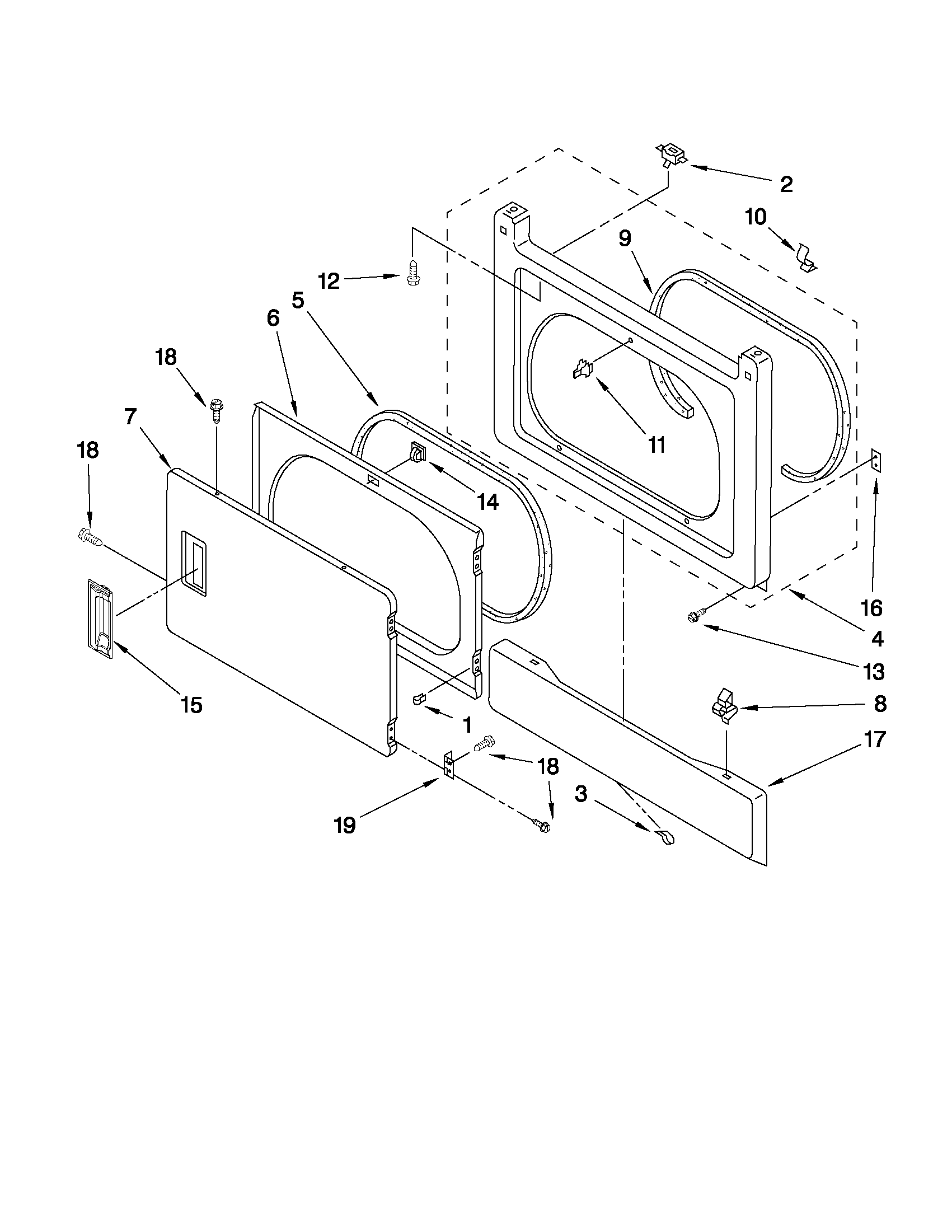 DRYER FRONT PANEL AND DOOR PARTS